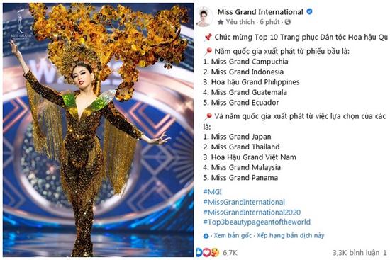 Ngọc Thảo lọt top 10 Quốc phục đẹp nhất Miss Grand