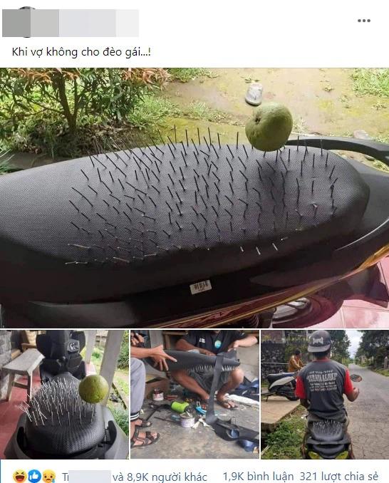 Nổi da gà với chiêu phòng tiểu tam lởm chởm trên yên xe của chồng-1