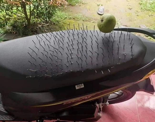 Nổi da gà với chiêu phòng tiểu tam lởm chởm trên yên xe của chồng-3