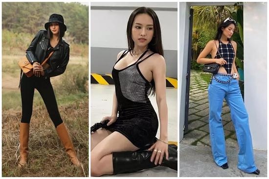 Cùng diện đồ đen, Tiểu Vy chất lừ - Thúy Vi pose dáng khiêu khích