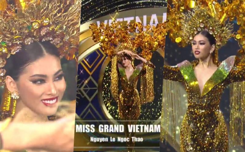 Toát mồ hôi Quốc phục khổng lồ của người đẹp Việt đi thi quốc tế-1