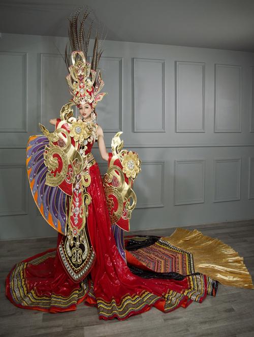 Toát mồ hôi Quốc phục khổng lồ của người đẹp Việt đi thi quốc tế-9