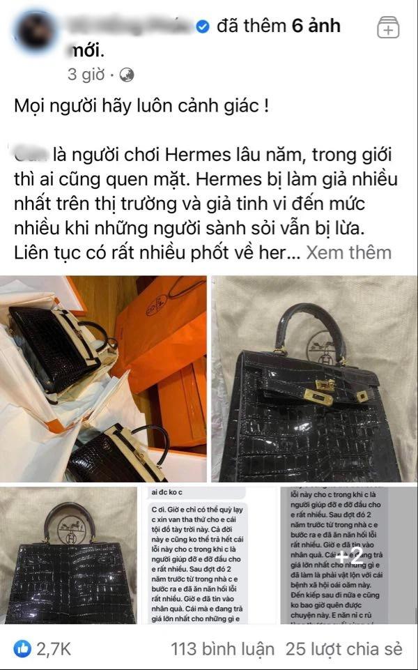 Dân chơi tố 1 stylist đánh tráo túi Hermes 1,5 tỷ lấy tiền sống ảo-2