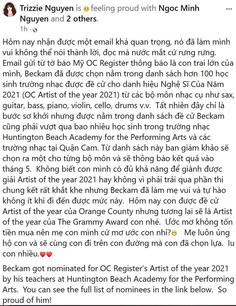 Con trai Bằng Kiều được đề cử danh hiệu Nghệ Sĩ Của Năm 2021 tại Mỹ-4