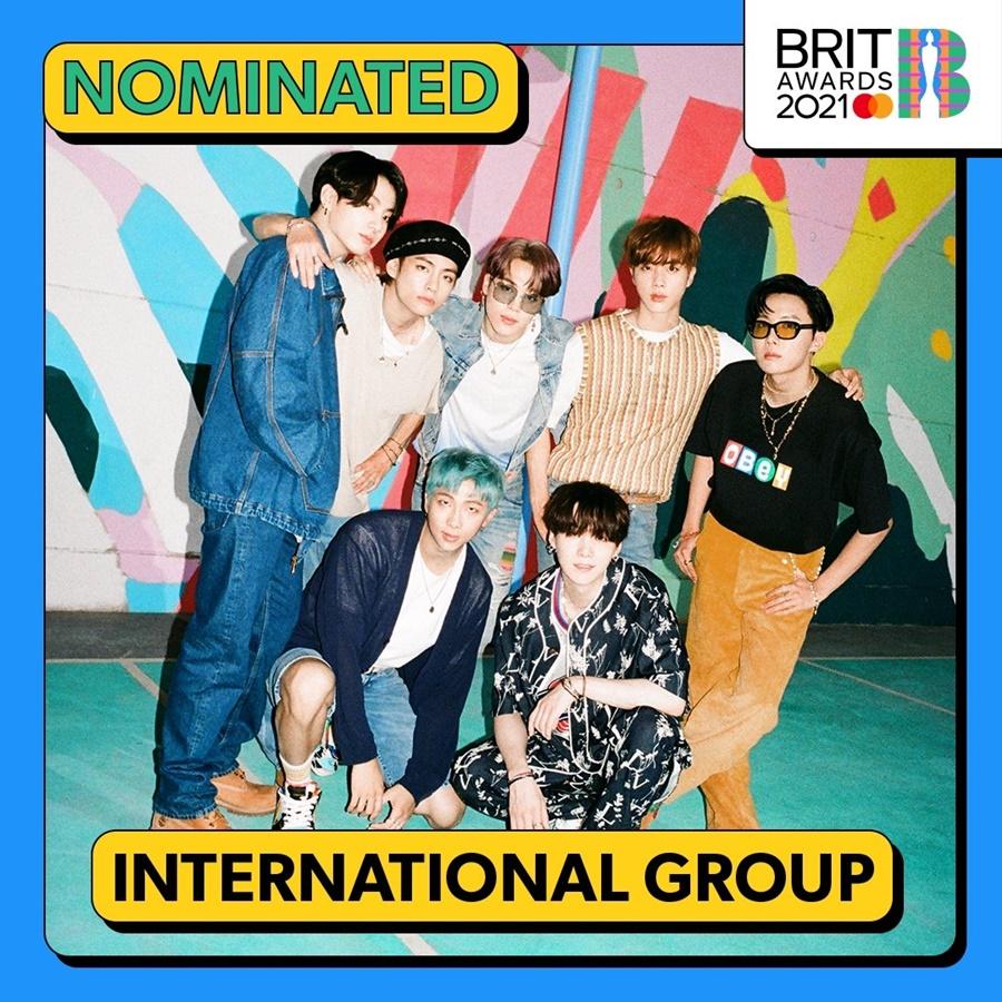 BTS là nghệ sĩ Hàn Quốc đầu tiên được đề cử tại BRIT Awards. Đây là giải thưởng âm nhạc thường niên của Công nghiệp ghi âm Anh (BPI). Nhóm được gọi tên ở hạng mục Best International Group, cạnh tranh với Foo Fighters, Run the Jewels, Haim và Fontaines DC.