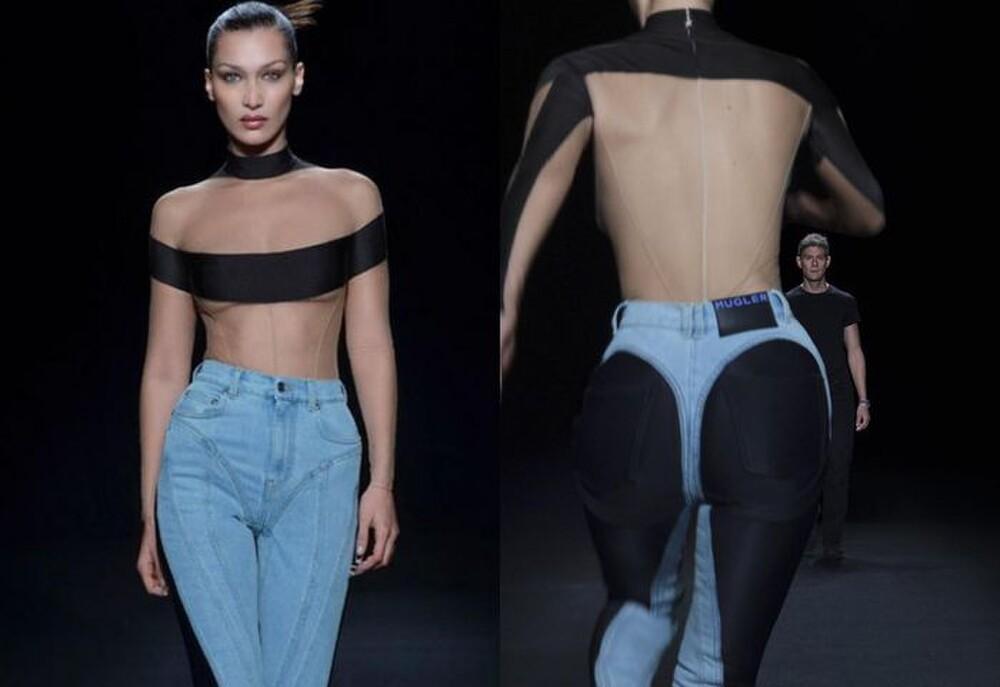 Siêu mẫu Bella Hadid để ngực trần trụi khi trình diễn show thời trang-2