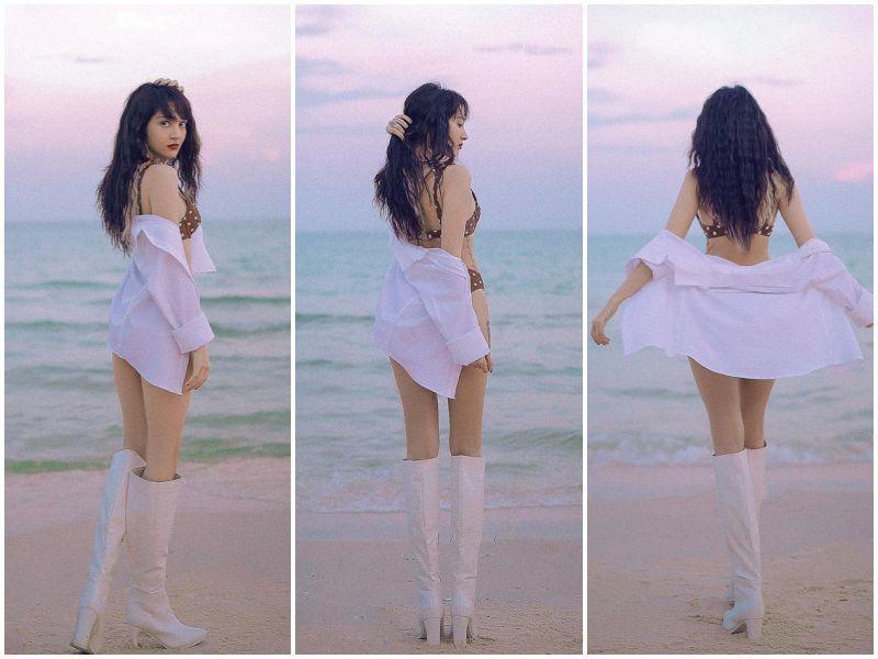 Tiểu Vy, Bảo Anh mặc bikini xỏ boots trên hè dưới đông-14