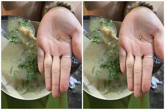 Cô nàng ăn bát cháo trai 20k cắn phải một vật thể lạ, dân mạng khẳng định may mắn!