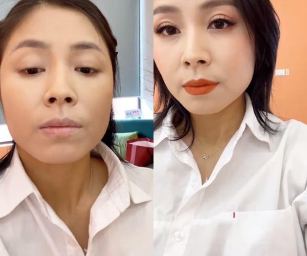 MC Hoàng Linh livestream show mặt mộc, khác xa khi tô vẽ son phấn-3