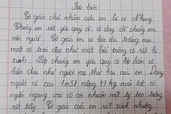 Học sinh làm văn tả cô giáo thật từng chi tiết, đọc ngượng chín mặt
