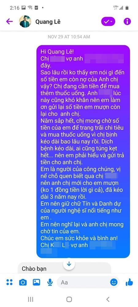 Bị tố quỵt hơn 100 triệu đồng, ca sĩ Quang Lê nói gì?-4