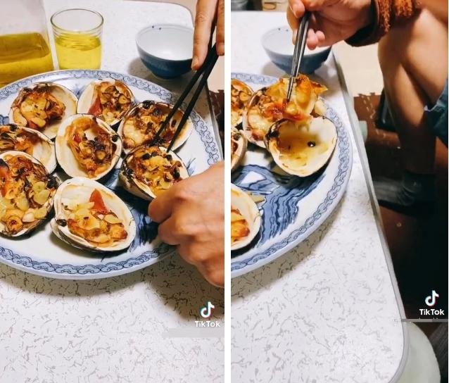 Mua sò về nướng bơ tỏi, cô gái khiếp vía rút ra một con sán dài ngoằng trong ruột sò-2