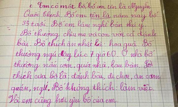 Cô nhóc tiểu học làm văn tả xấu bố từ A-Z, đọc câu chốt mới sốc-1