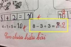 Học sinh giải '8-3+3=8', cô giáo cho kết quả bằng 2: Ai đúng ai sai?