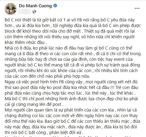 Đỗ Mạnh Cường nổi đóa khi bị nói phân biệt đối xử 8 con-1