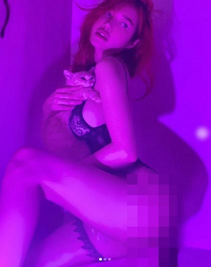 Elly Trần mặc nội y tạo dáng phản cảm với mèo-2