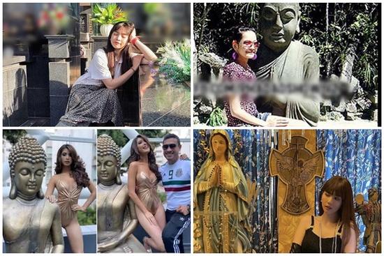 Những cú pose kém duyên bên bia mộ, tượng Phật của người nổi tiếng