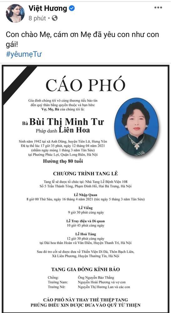 Mẹ chồng Việt Hương qua đời-3