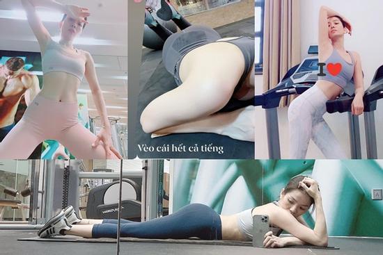 Lệ Quyên 7749 cách tạo dáng chẳng giống ai trong phòng gym