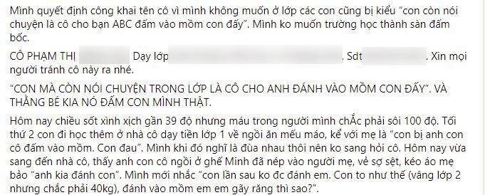 Bé 5 tuổi bị cô giáo cho con trai đấm vào mồm vì tội... nói nhiều-1