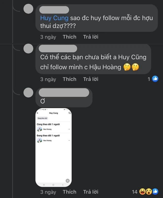 Huy Cung lại dấy lên nghi vấn đã toang với vợ vì chỉ follow Hậu Hoàng-5