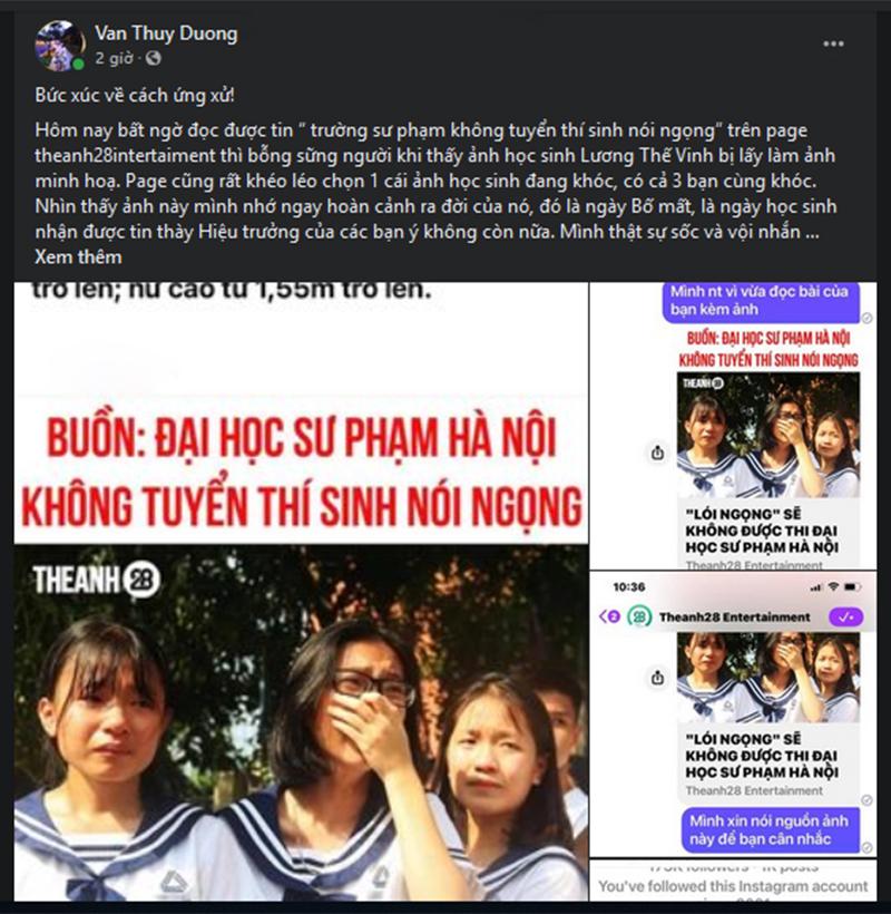 Cô Văn Thùy Dương tố Theanh28 lấy ảnh ngày bố mất làm minh họa, bị yêu cầu gỡ còn xách mé-1