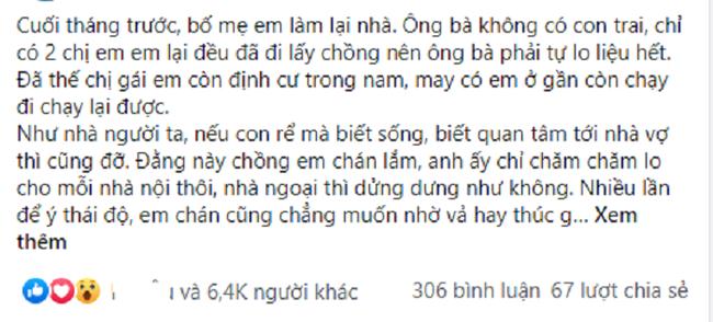 Trách vợ biếu bố mẹ đẻ 50 triệu, chồng nghẹn đắng vì câu trả lời-1