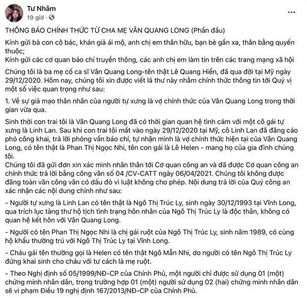 Linh Lan nói gì khi bị bố mẹ Vân Quang Long phanh phui lai lịch?-2