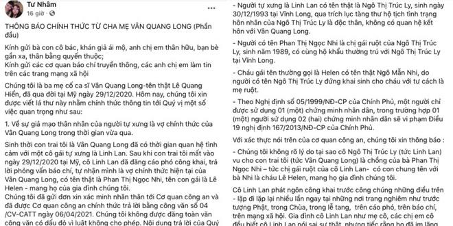 Cha mẹ Vân Quang Long công khai mục đích sử dụng tiền phúng điếu, xin trả nợ cho con trai-1