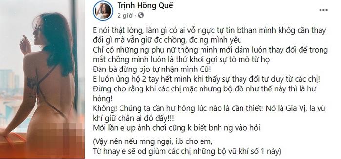 Hồng Quế giảng đạo lý giữ chồng bằng nội y lọt khe táo bạo-3