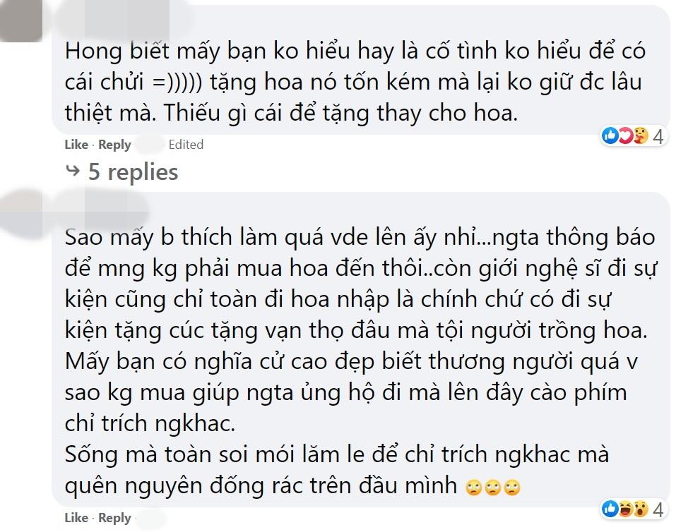 Wowy bị chỉ trích làm màu khi đề nghị mọi người đừng tặng hoa-6