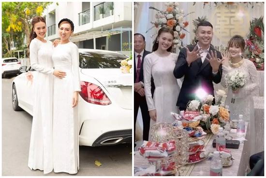 Lan Ngọc diện áo dài đẹp hơn cả cô dâu trong đám cưới em trai