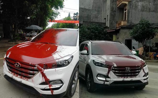 Xôn xao ảnh chiếc xế hộp mới toanh bị hất cả xô sơn đỏ-1