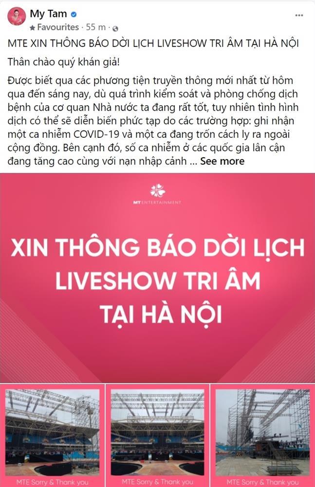 Mỹ Tâm dời lịch Tri Âm ở Hà Nội vì COVID-19-1