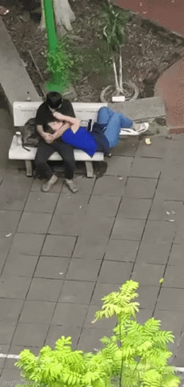 Sau giờ học, cặp đôi nằm lên ghế đá, ôm hôn nhau ngay nơi công cộng-2