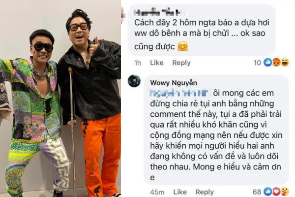 Wowy Năn Nỉ Netizen Không Chia Rẽ Tình Bạn Với Karik - 2Sao