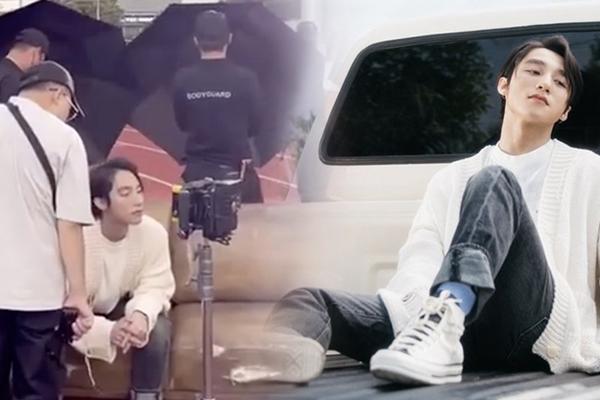 Rò rỉ hậu trường Sơn Tùng M-TP quay MV, dàn vệ sĩ cầm ô che chắn để làm gì?
