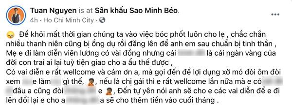 Nam diễn viên tố bị Minh Béo lạm dụng tình dục qua tuyển dụng nghệ sĩ-1