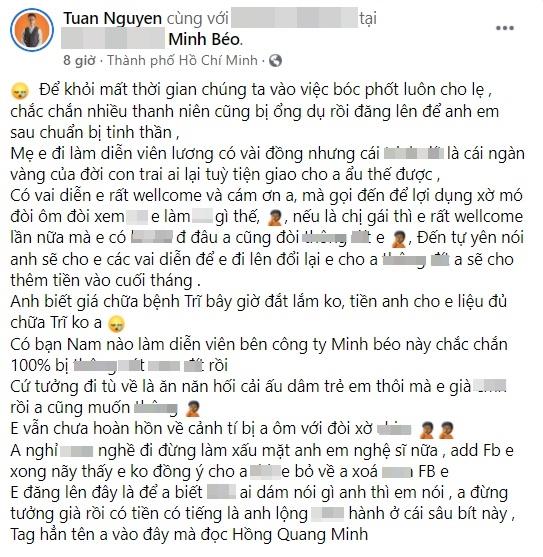 Tố Minh Béo dâm ô nhưng bị dân mạng mắng ngược, Tuấn Nguyễn nói gì?-1