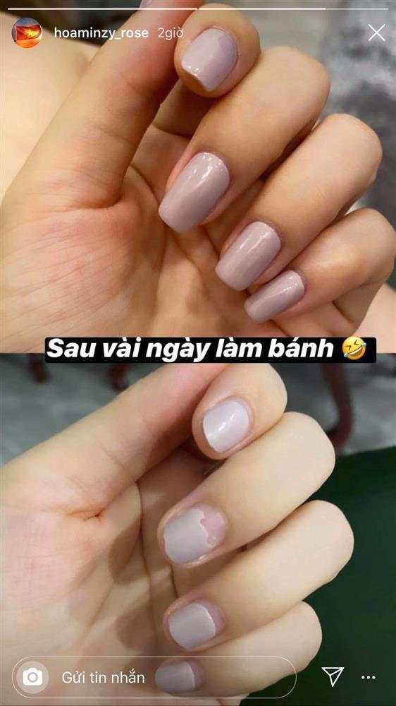 Dịch Covid-19 không thể ra tiệm, móng tay Hòa Minzy nham nhở thấy thương-3