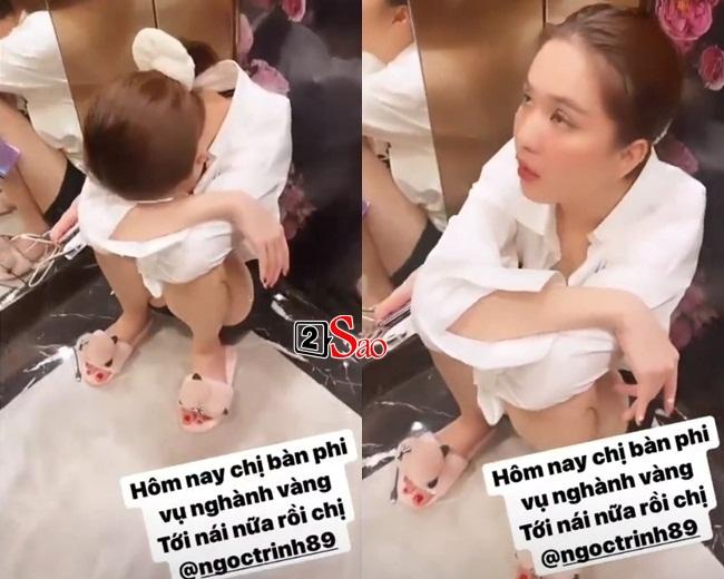 Ngọc Trinh nhậu nhẹt say khướt, bò lết trong thang máy-2