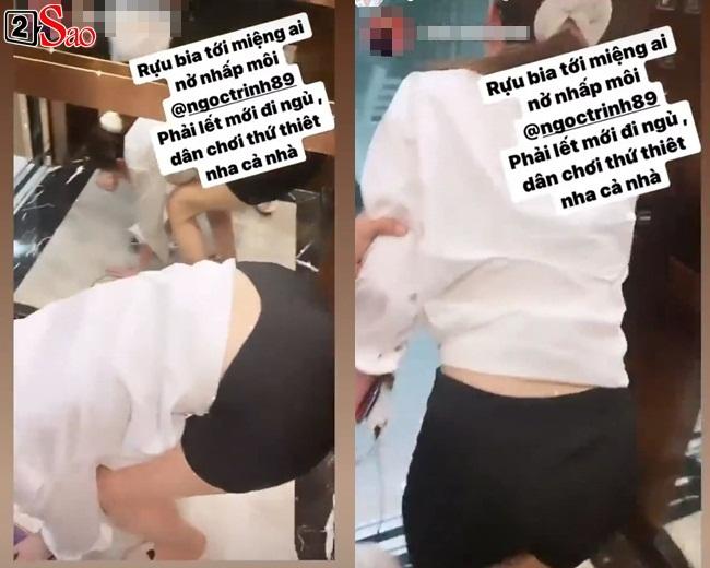 Ngọc Trinh nhậu nhẹt say khướt, bò lết trong thang máy-4