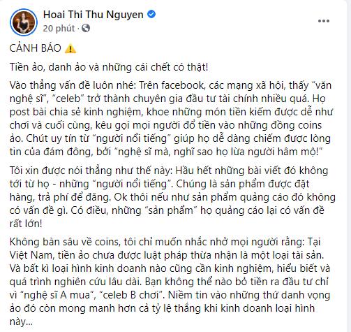 Thu Hoài nhắn nghệ sĩ chơi tiền ảo: Đừng để người khác phải nhảy cầu-3