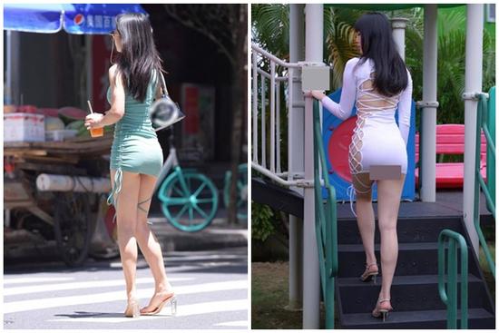Nhức mắt những pha mặc đầm dây rút ngắn cũn không che hết vòng 3, lộ nội y