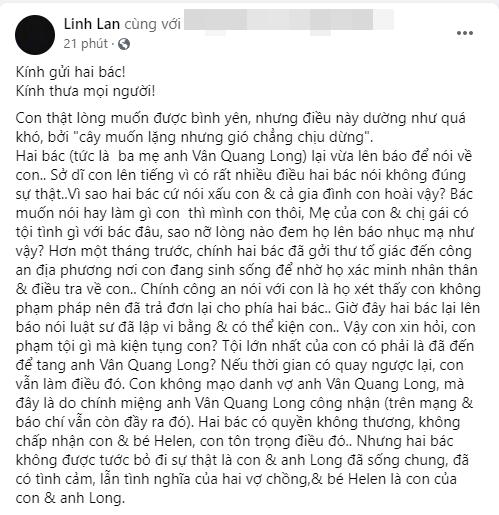 Linh Lan cầu xin bố mẹ Vân Quang Long: Tha cho con-4