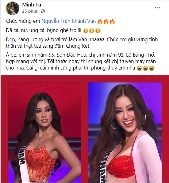 Khánh Vân thi bán kết Miss Universe 2020, dàn sao Việt dậy sóng-13