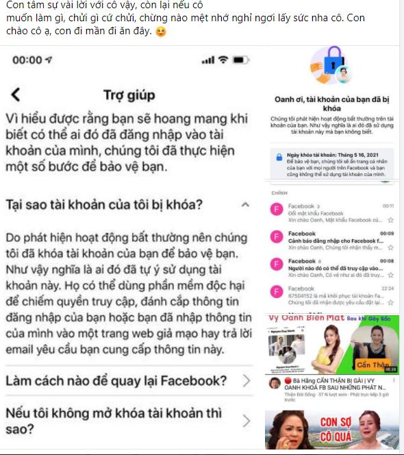 Vừa được trả Facebook, Vy Oanh lập tức viết status xọc bà Phương Hằng-3