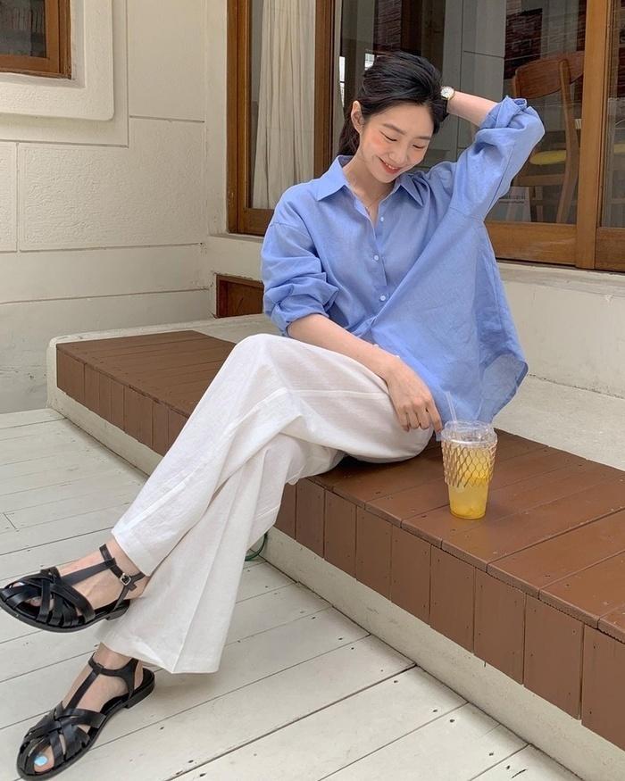 Diện áo sơ mi đơn sắc xinh như gái Hàn, vừa dễ mix đồ lại trẻ trung!-5