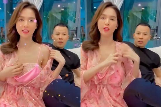 Ngọc Trinh vạch áo khoe đồ ngủ ren trên livestream mà 'phèn' hết sức