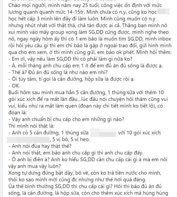 Thanh niên 25 tuổi học đòi làm sugar daddy, mang đồ tặng mà bồ sang chấn tâm lý-1